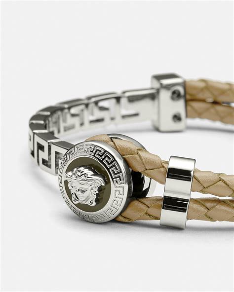 versace braided leather bracelet|versace greca leather bracelet.